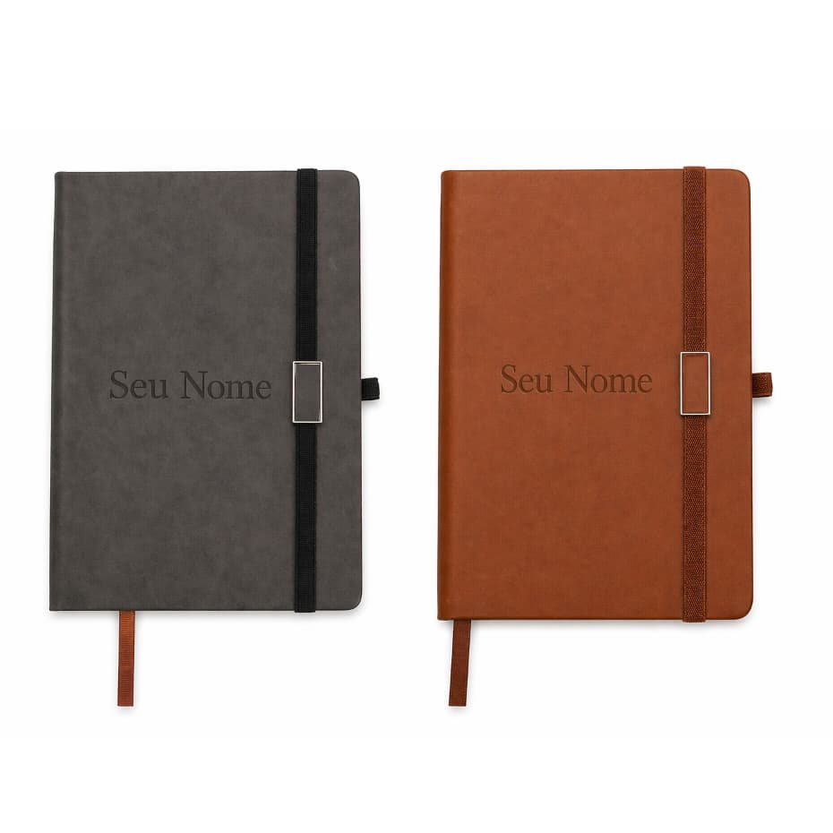 Caderno Personalizado A5 96 Folhas Sem Pauta com Elástico Porta Caneta Marcador de Página Escola Escritório