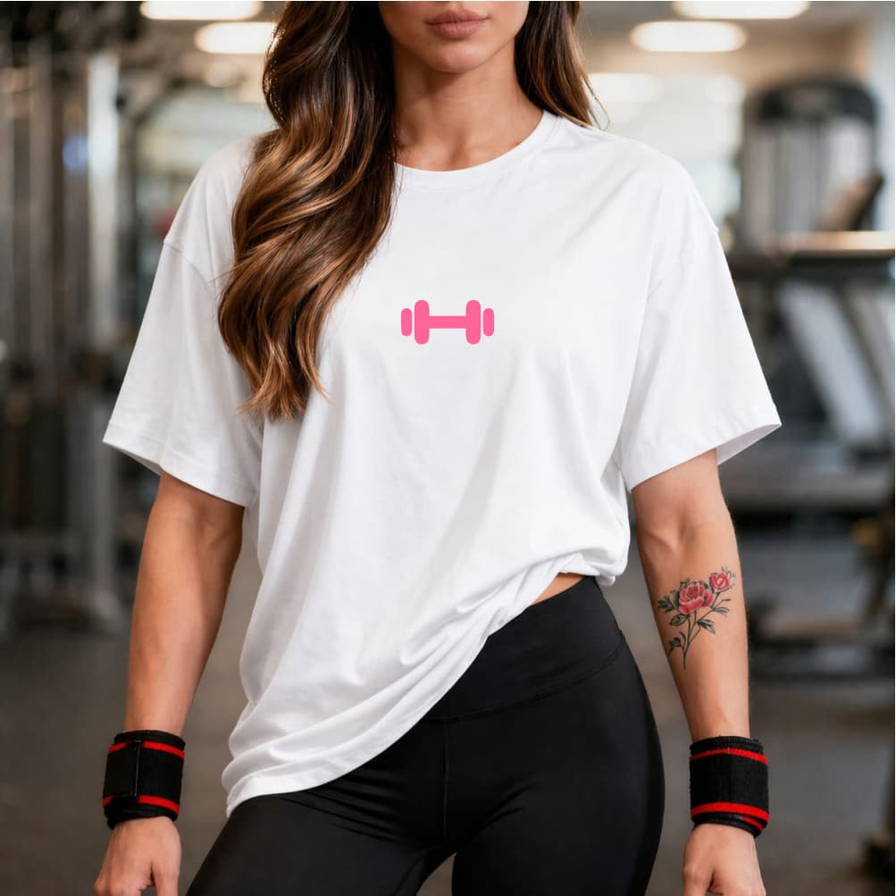 Camisetão Algodão Feminino Gym Larga Blusão Academia