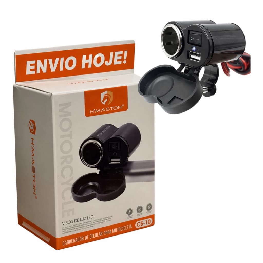 Carregador De Celular Pra Moto Usb Com Acendedor Guidão Envio Hoje
