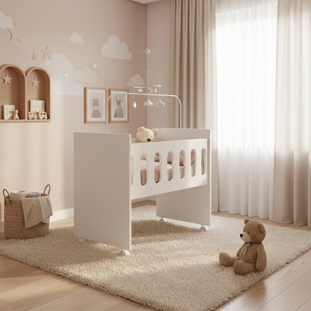 Berço Moisés Portátil Bebê com Colchão Incluso Mini Berço Moisés com Rodinhas e Trava Multifuncional