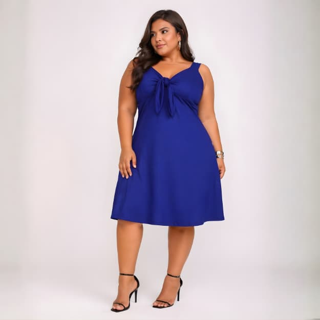 Vestido Curto Plus Size Feminino Soltinho Alça Larga Babado Casual Tendência
