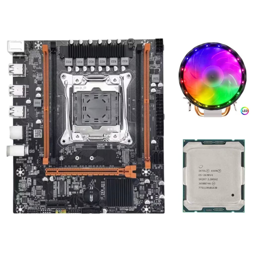 Kit Placa X99 Pr9 + Processador Intel Xeon E5-2630 V4 4x Ddr4 Nvme + Cooler RGB LED