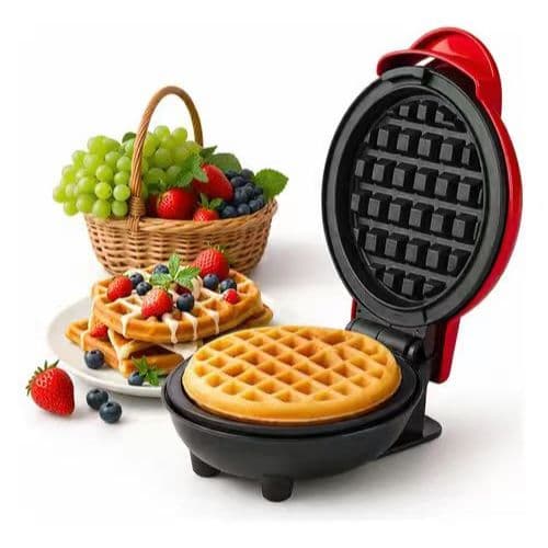 Mini Máquina de Waffles Elétrica Portátil Casa Cozinha Fazer Waffle Panquecas Automático 110V