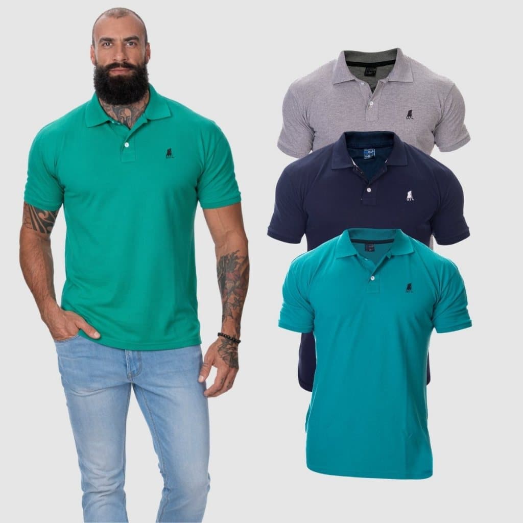 Kit 3 Camisa Gola Polo Masculina