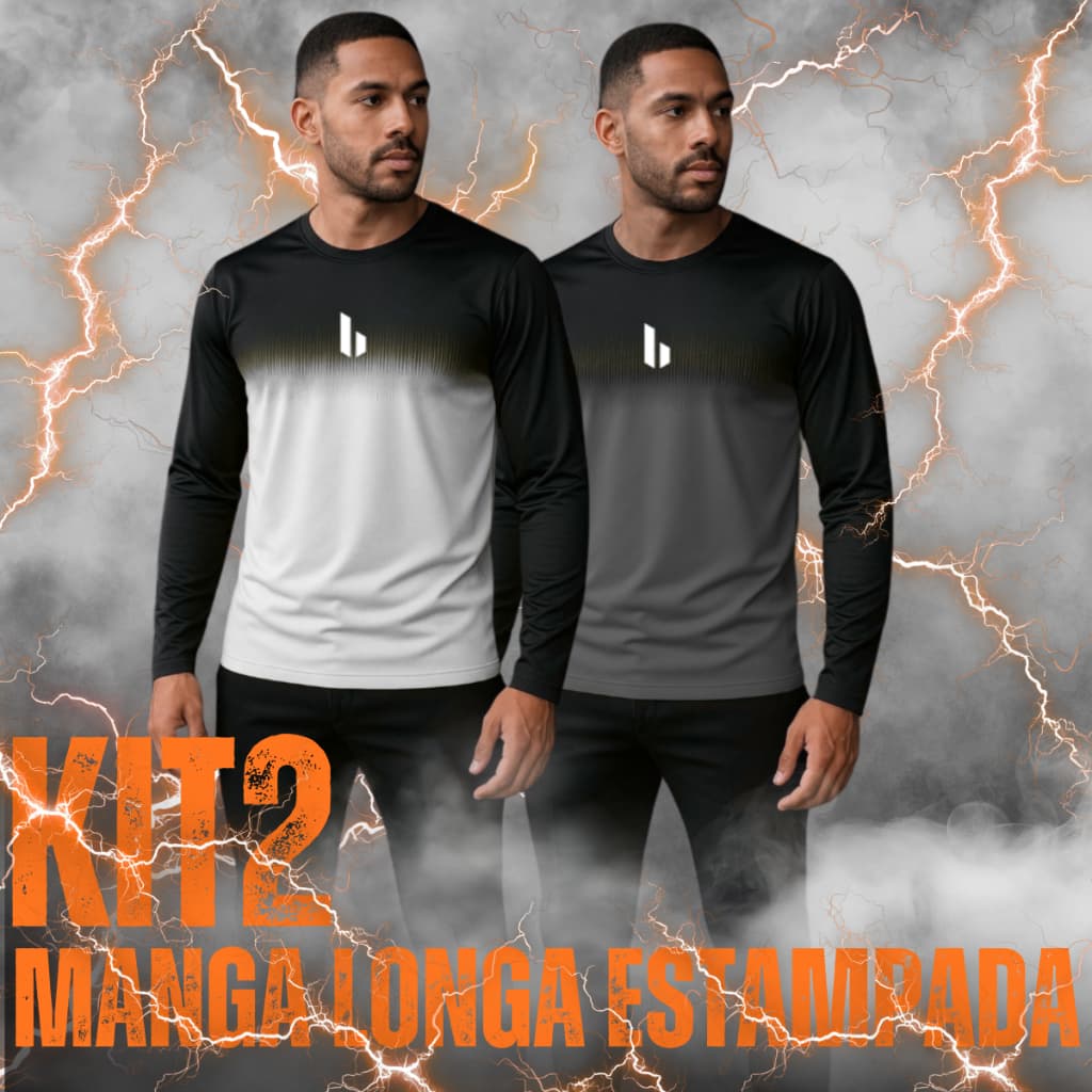 Kit 2 Camisa Manga Longa UV Dryfit Proteção Solar Estampa Sublimada Esportiva