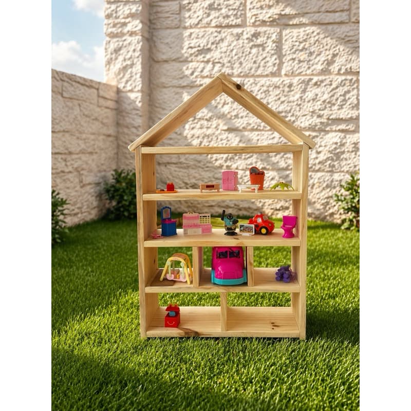 Estante de Casinha Branca  em  MDF – 114x100cm | Prateleiras para Livros, Brinquedos e Decoração