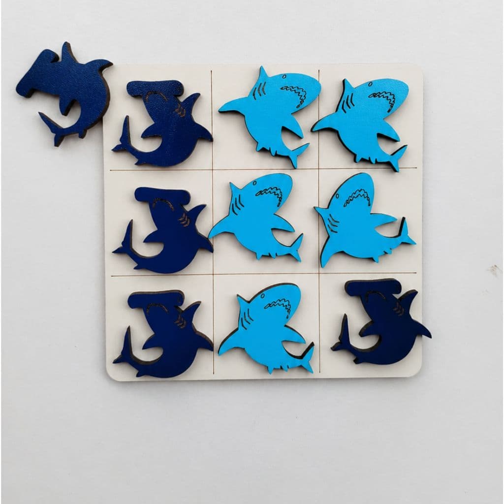 Jogo da Velha de Tubarão em MDF – Brinquedo Criativo para Crianças