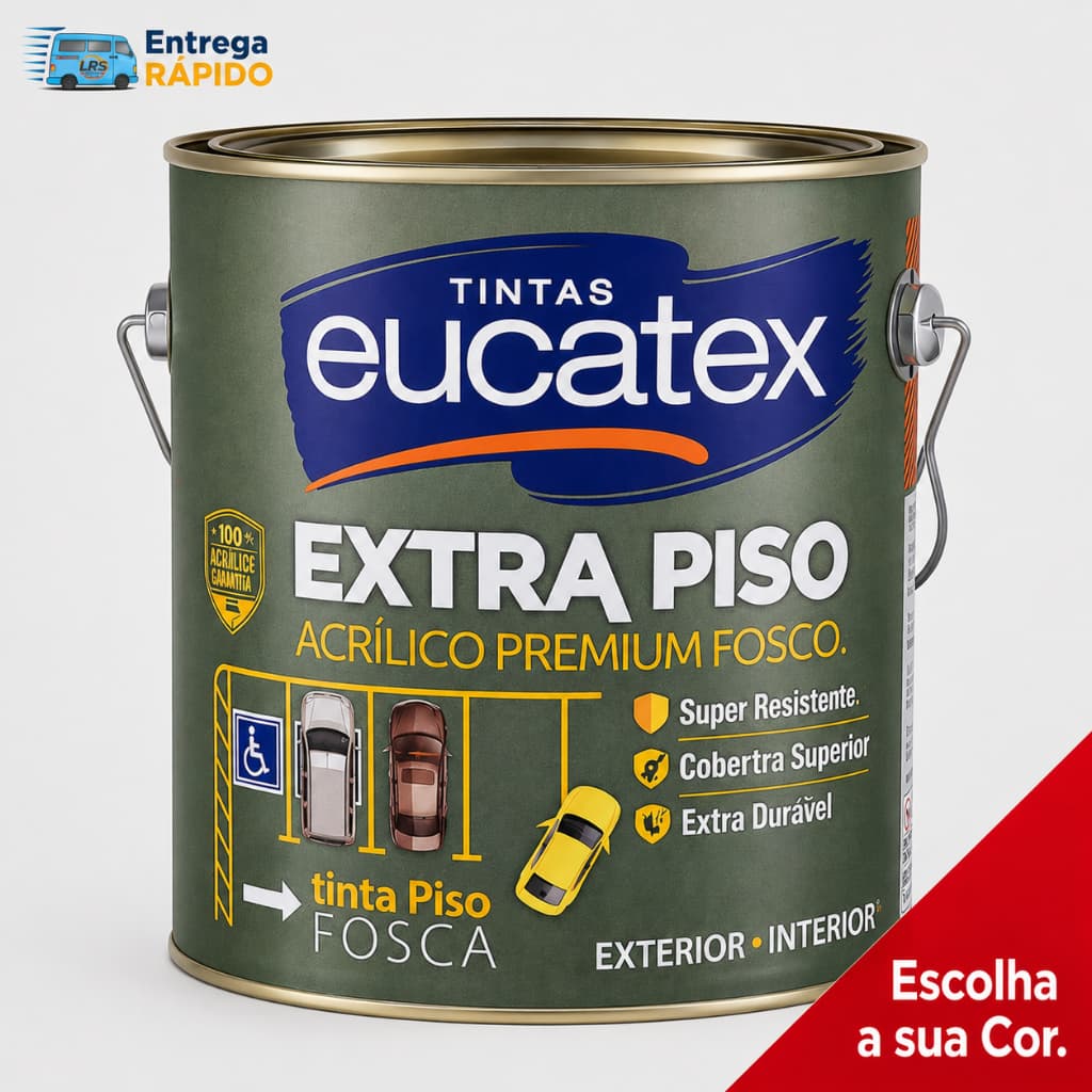 Tinta Piso Eucatex 3,6L Extra Premium Acrílica Alta Performance para Piso Garagem Muro Área Externa Quadra Calçadas
