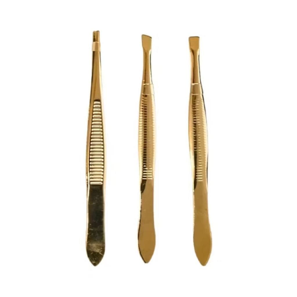 Kit 3 Pinças Profissionais em Aço Inoxidável Para Remoção de pelos da Sobrancelha Colorida Furta Cor