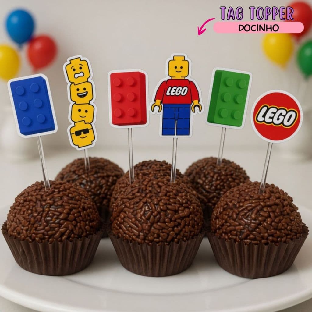 50 Tag Topper de Docinho Lego  / Personalizads / Aniversário / Lembrancinhas