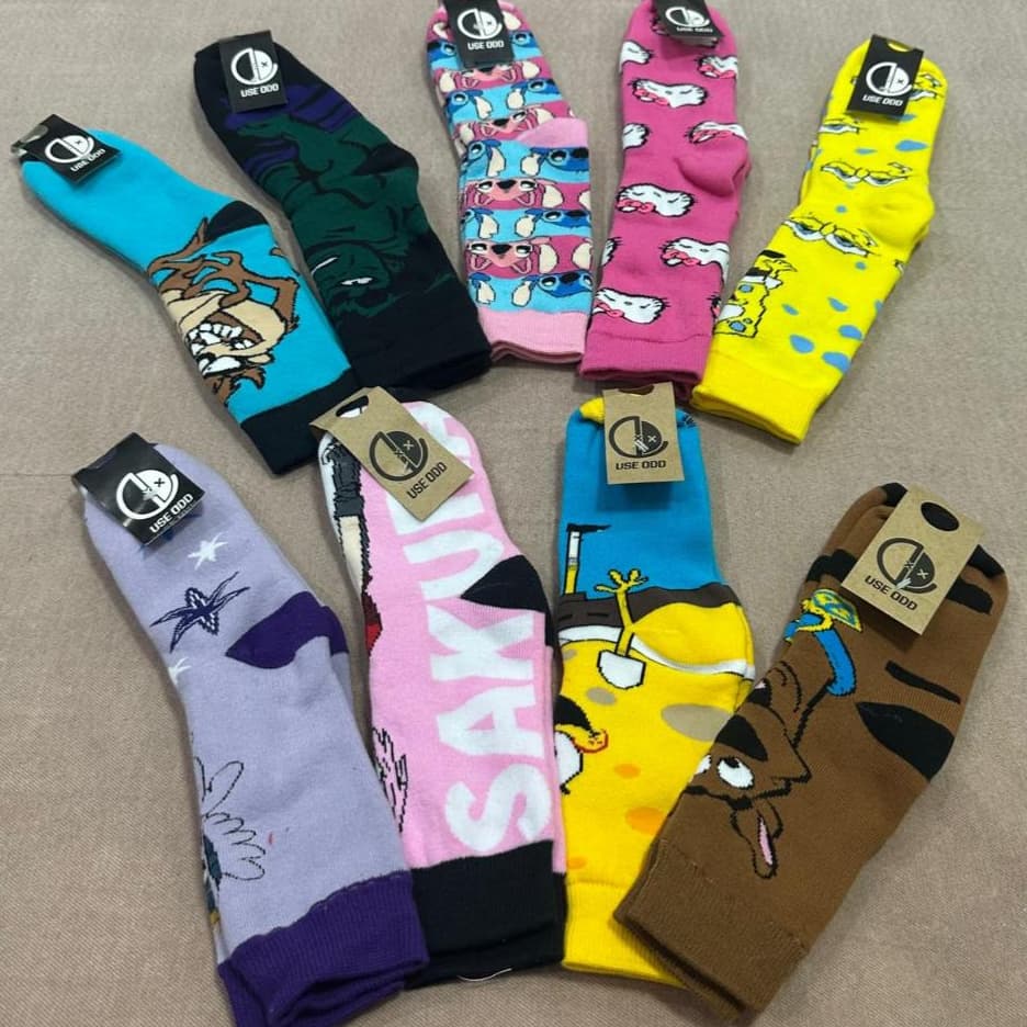Meia Divertida de Personagens Feminino e Masculino Muito comforto 37-40 Cano Alto e Cano médio
