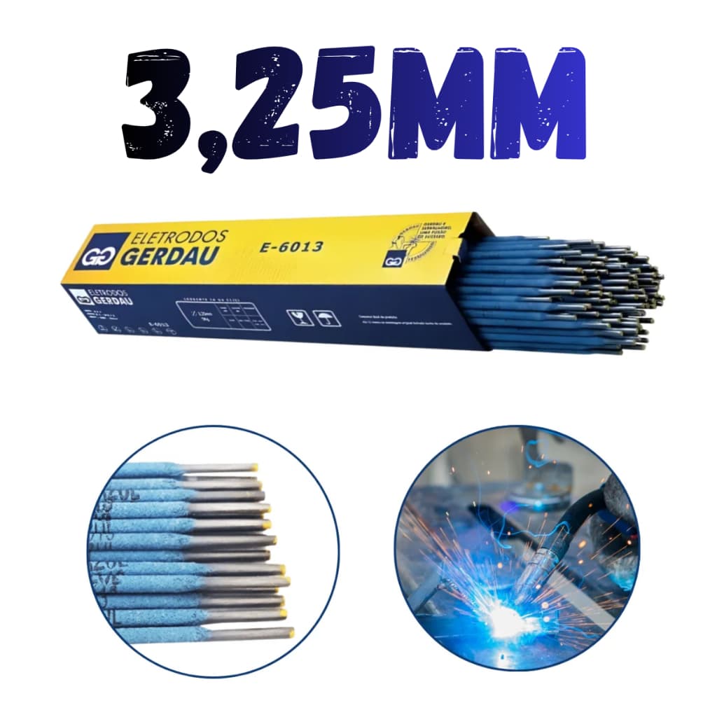 Eletrodo Serralheiro 6013 3,25mm Profissional Solda Elétrica Azul Gerdau Pacote 1kg