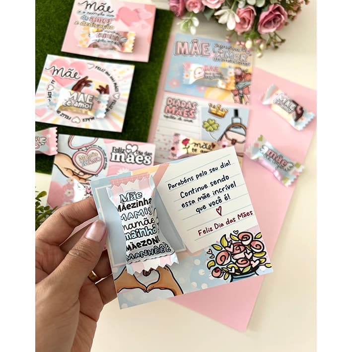 100 Balas Personalizadas Dia das Mães Mimos Brindes Logo Empresa Com ou Sem Tag