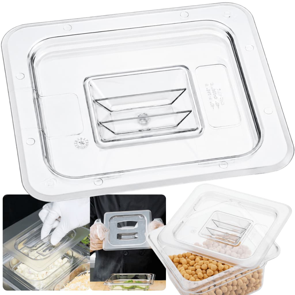 Tampa Transparente 1/6 para Cuba Plástica 16x17,5cm Cobrir Alimentos Buffet Sorveteria Restaurante