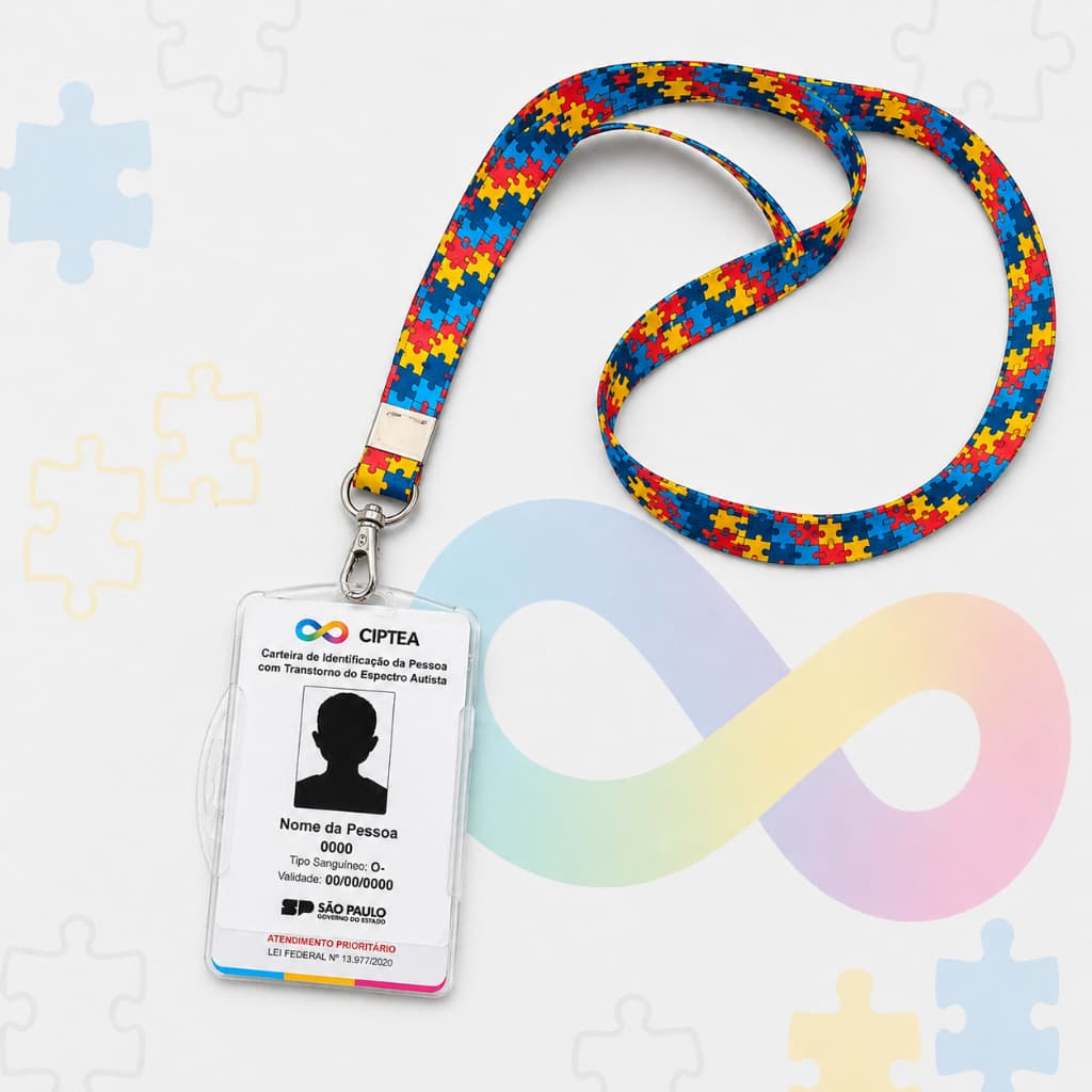 Crachá Autismo CIPTEA PVC | (Impressão )Crachá TEA com Porta Crachá | Identificação Criança e Adulto