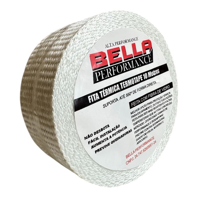 Fita MantaTermica Termotape Branca 10 Metros Para Escapamento Carro Moto Ar condicionado Performance