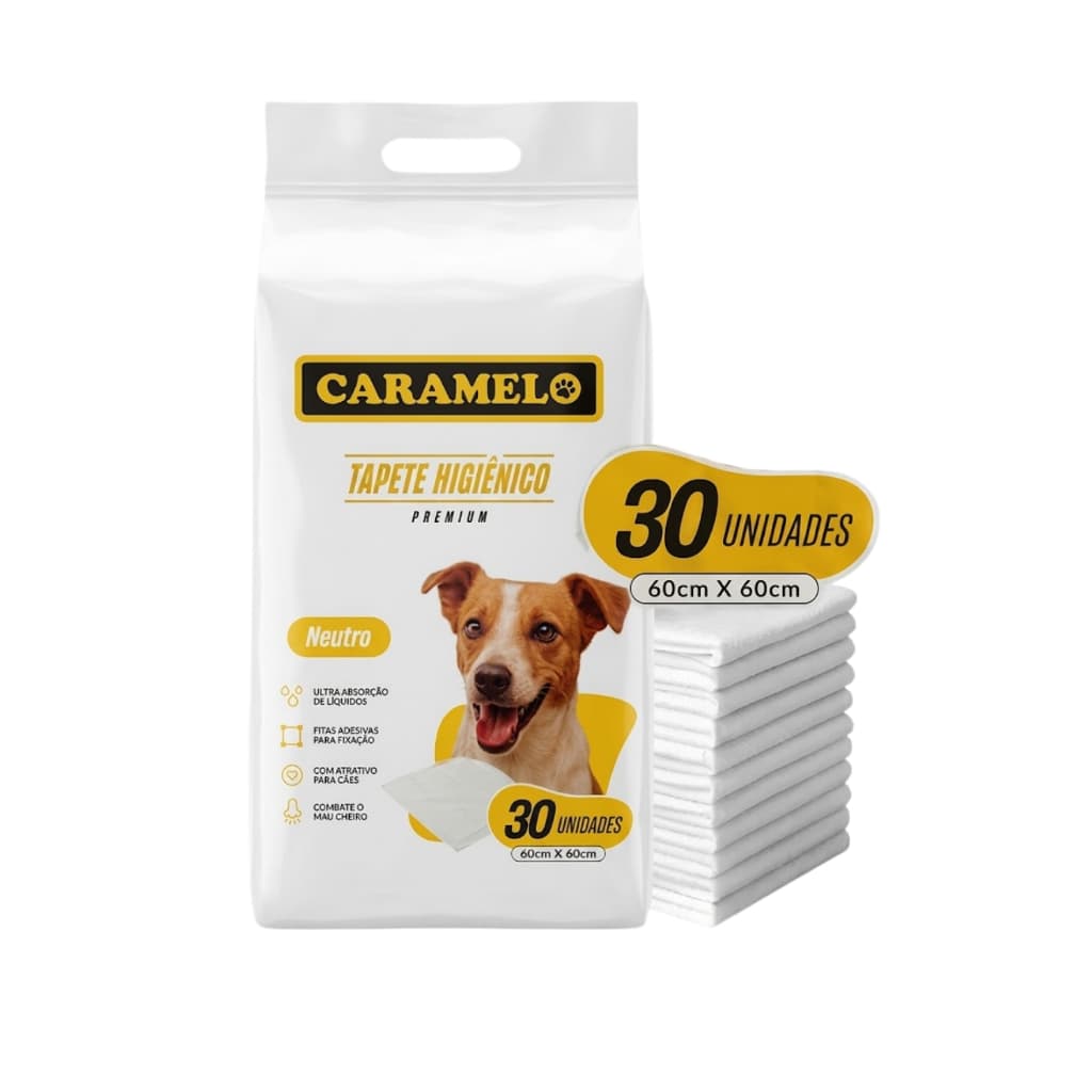 Tapete Higiênico Caramelo Premium - 60x60 - 30 Unidades
