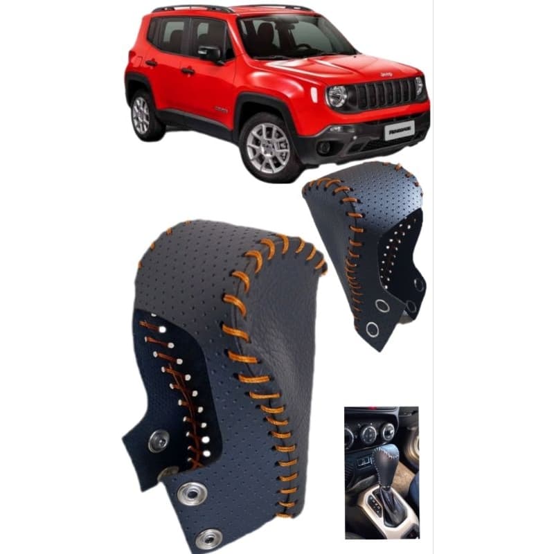 Capa Manopla Câmbio Aut Fiat Toro Costura Em Laranja