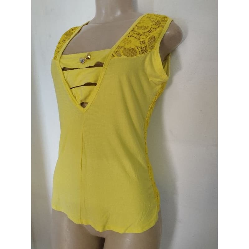Blusa feminina verão amarela, blusa regata, veste 38.