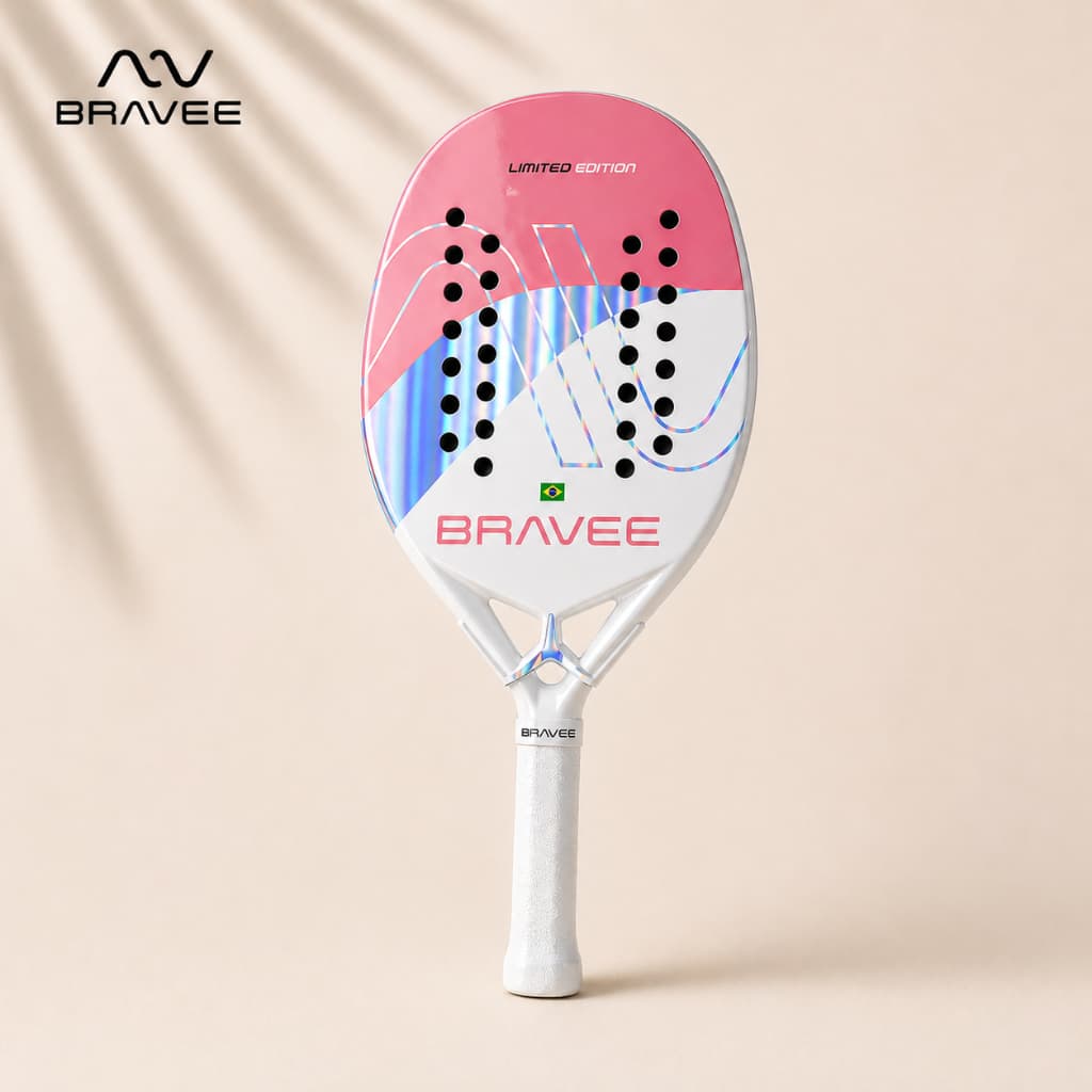 Raquete Beach Tennis 3K Carbono Bravee Profissional Leve Edição Limitada Alta Performance
