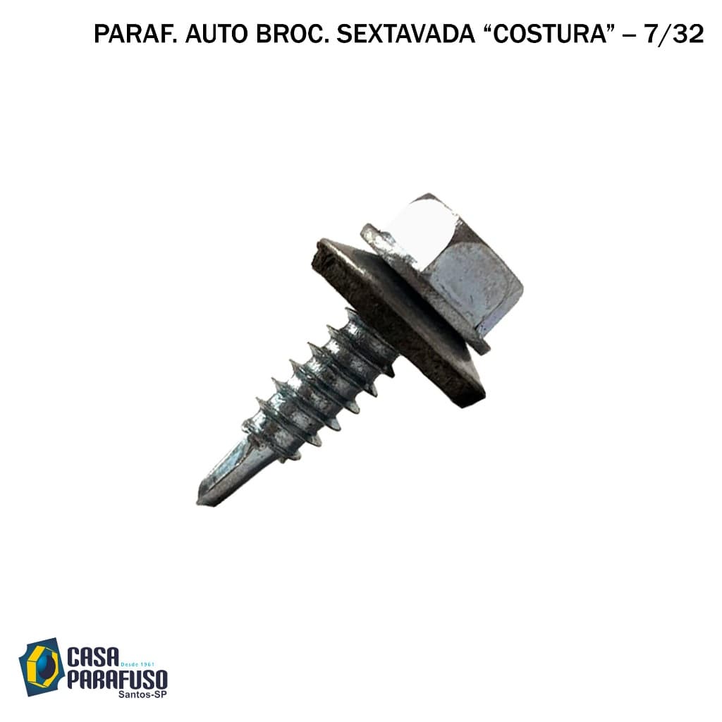 PARAFUSO AUTO BROCANTE "COSTURA" - 7/32 X 7/8 - Zincado - P/TELHA