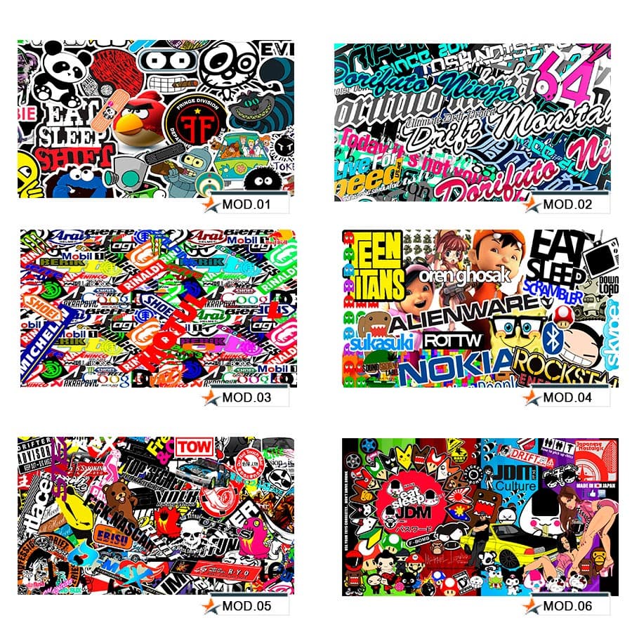 Adesivo Tuning Sticker Bomb p/ Paralamas 1,50 x 0,90 m