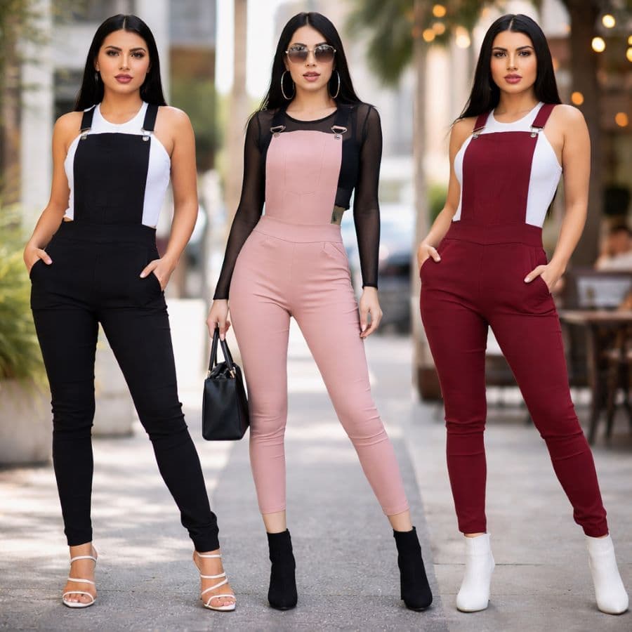 Kit 3 Jardineira Macacão suspensório Feminino Longo Moda E Conforto