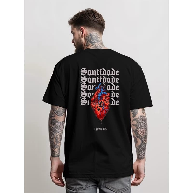 T-Shirt Camiseta Masculina Santidade Manfinity Camisa 100% algodão Streett Wear