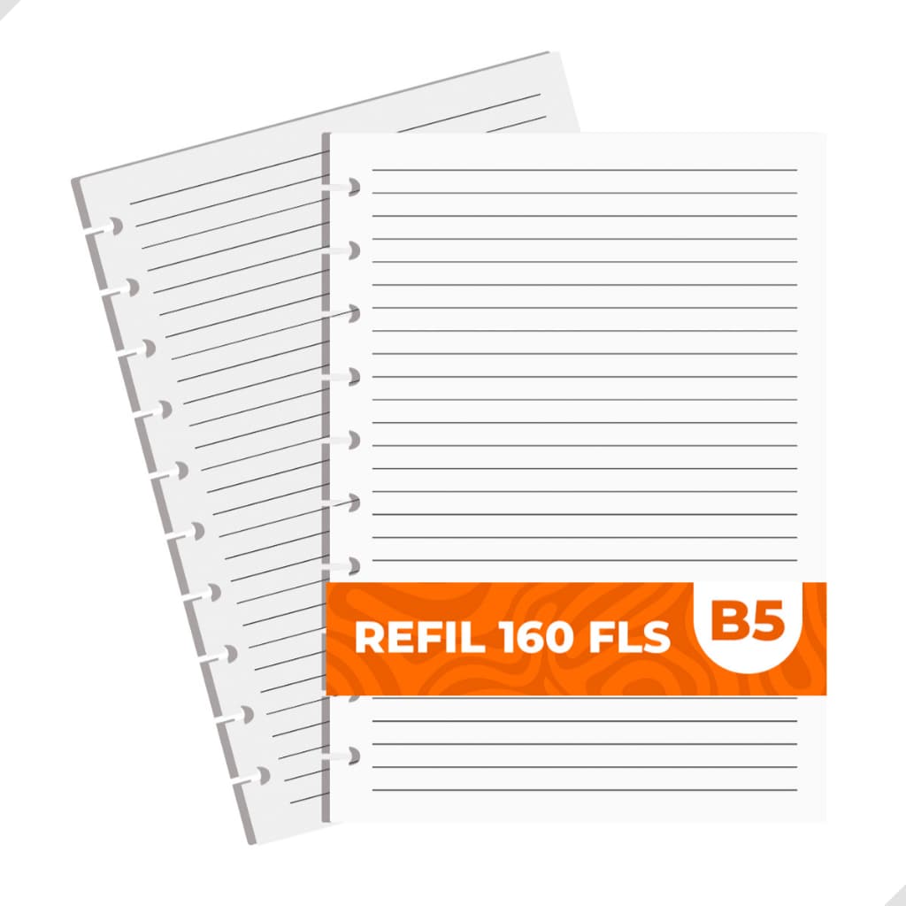 Refil B5 Caderno Inteligente 10 Discos 160 Folhas Médio Pautadas Reposicionáveis Material Escolar