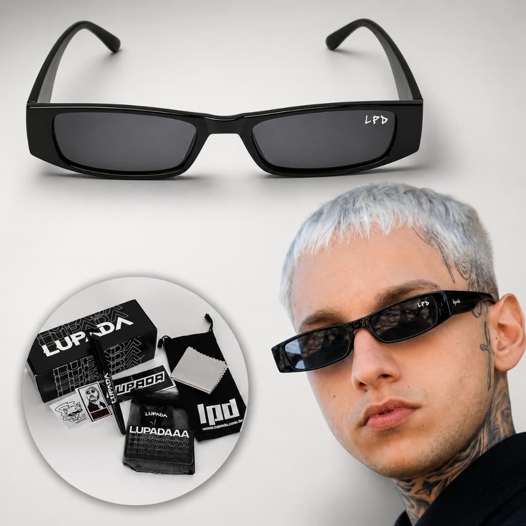Óculos de Sol Polarizado Fino Fine Fininho Estiloso Vilão Gangsta Trap Hype