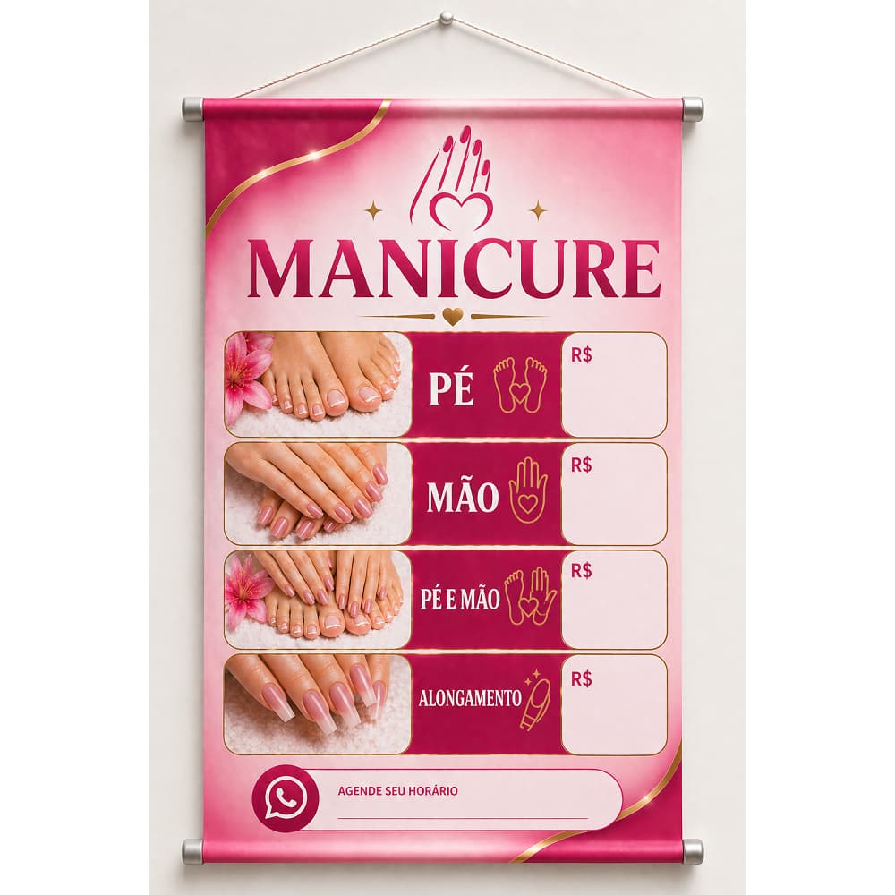 Banner Manicure A Prova D`Água Unhas Salão de Beleza Nails 80x60