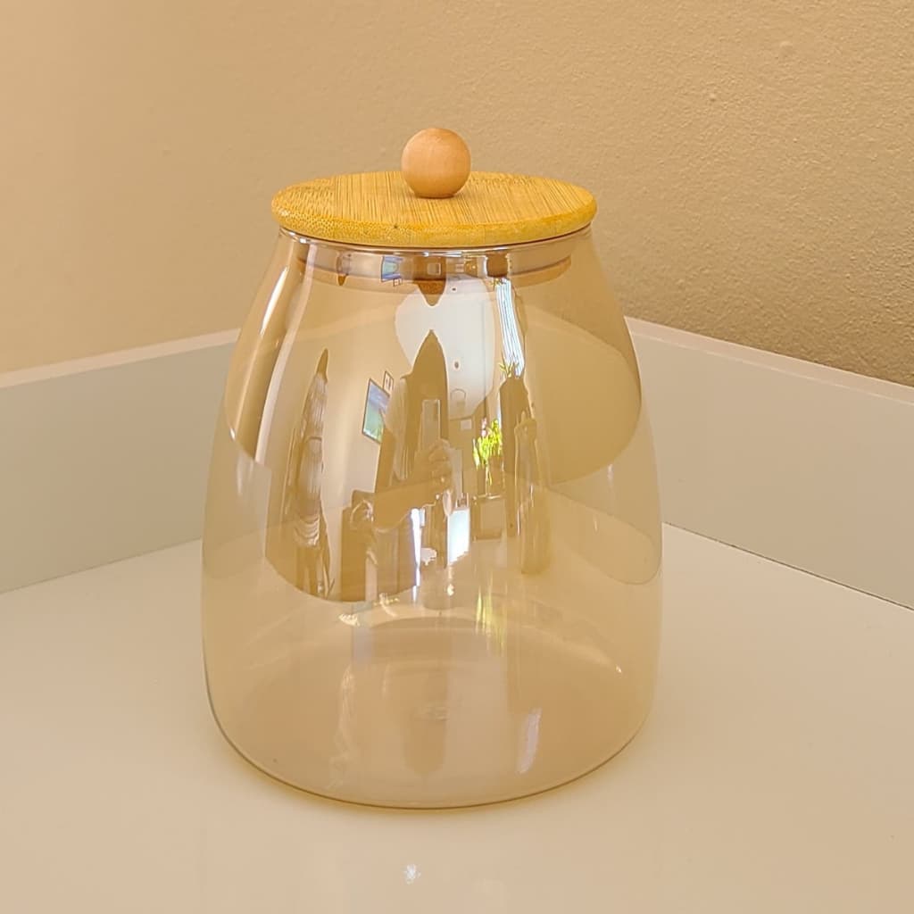 Pote Bolinha Âmbar de Vidro Hermético1000ml C/Tampa  para Armazenamento Cozinha