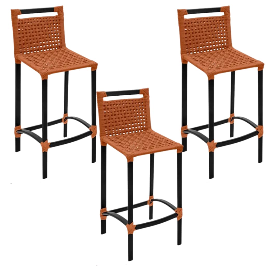 kit 3 Banquetas Altas Alumínio Corda Náutica Gourmet Bar