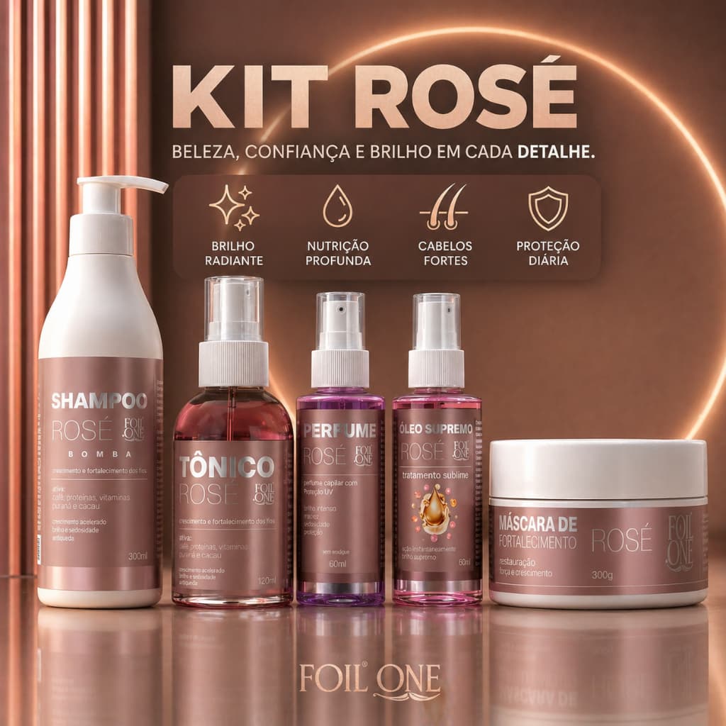 Kit Rosé Tratamento Capilar Extraordinário Cresce Cabelo Tonico Capilar