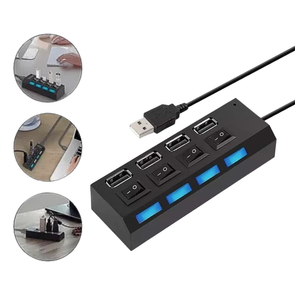 Hub USB 4 Portas Kapbom KA-H4U para PC e Notebook
