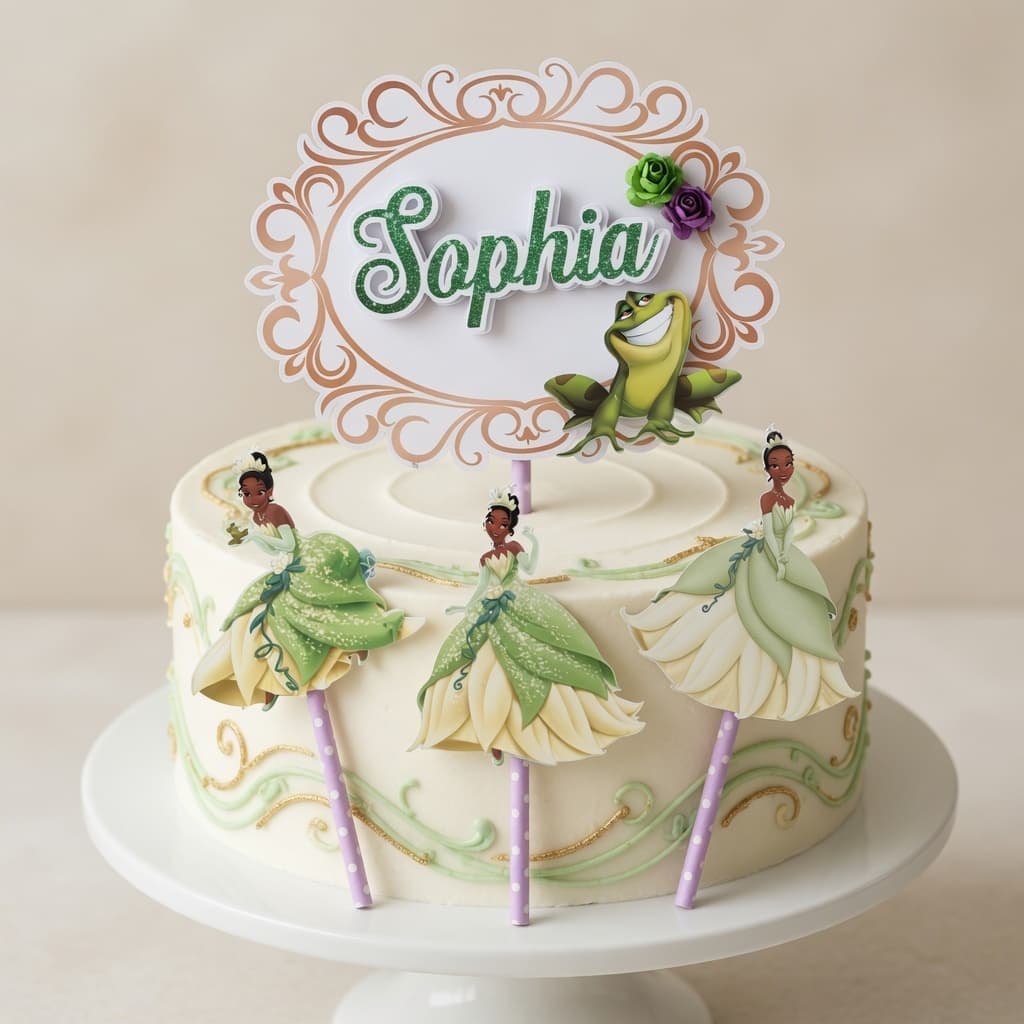 Topo de Bolo Menina Princesa Tiana | A Princesa e o Sapo Festa Infantil 15 Anos | Decoração de Bolo Princesa