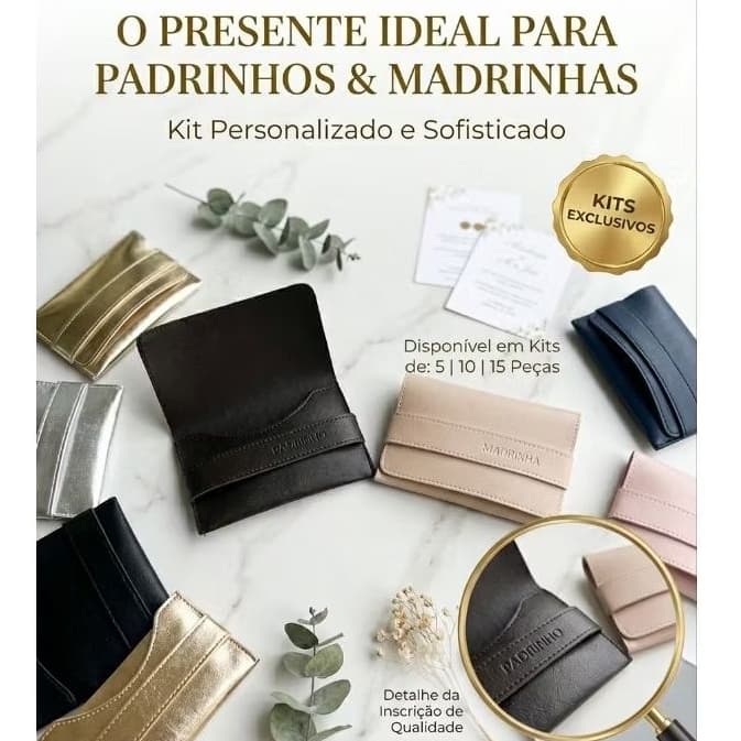 Kit 15 Carteiras Personalizada Padrinho Madrinha caixa convite casamento