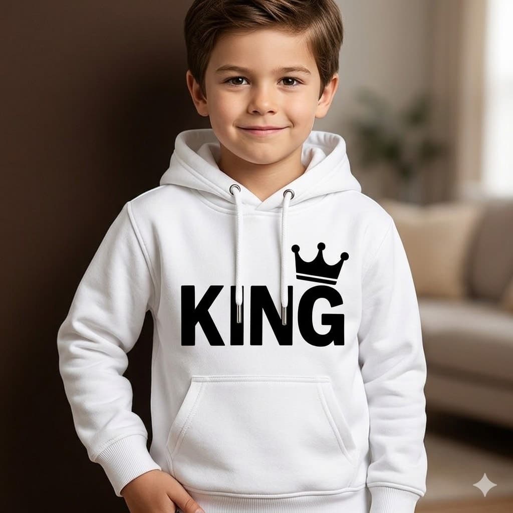 Moletom Infantil King Com Capuz E Bolso Menino Blusa De Frio Flanelada Confortável Inverno Casaco Infantil Qualidade
