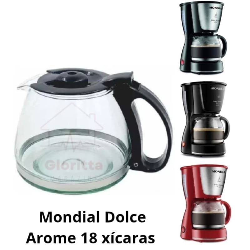 Jarra Para Cafeteira Mondial Dolce Arome Black 18 xícaras Vidro Reforçado