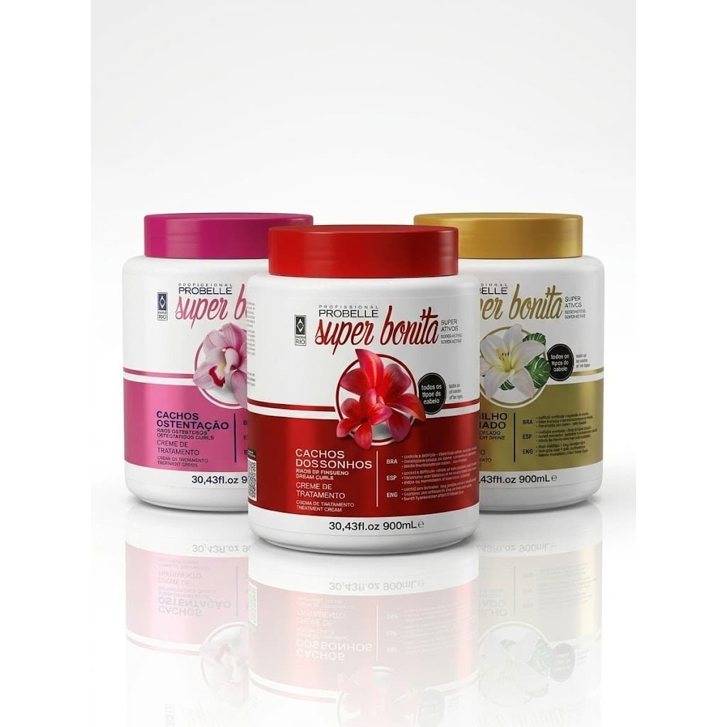 CREME DE TRATAMENTO SUPER BONITA 900ML-CACHOS DOS SONHOS-CACHOS OSTENTACAO-LISO ESPELHADO