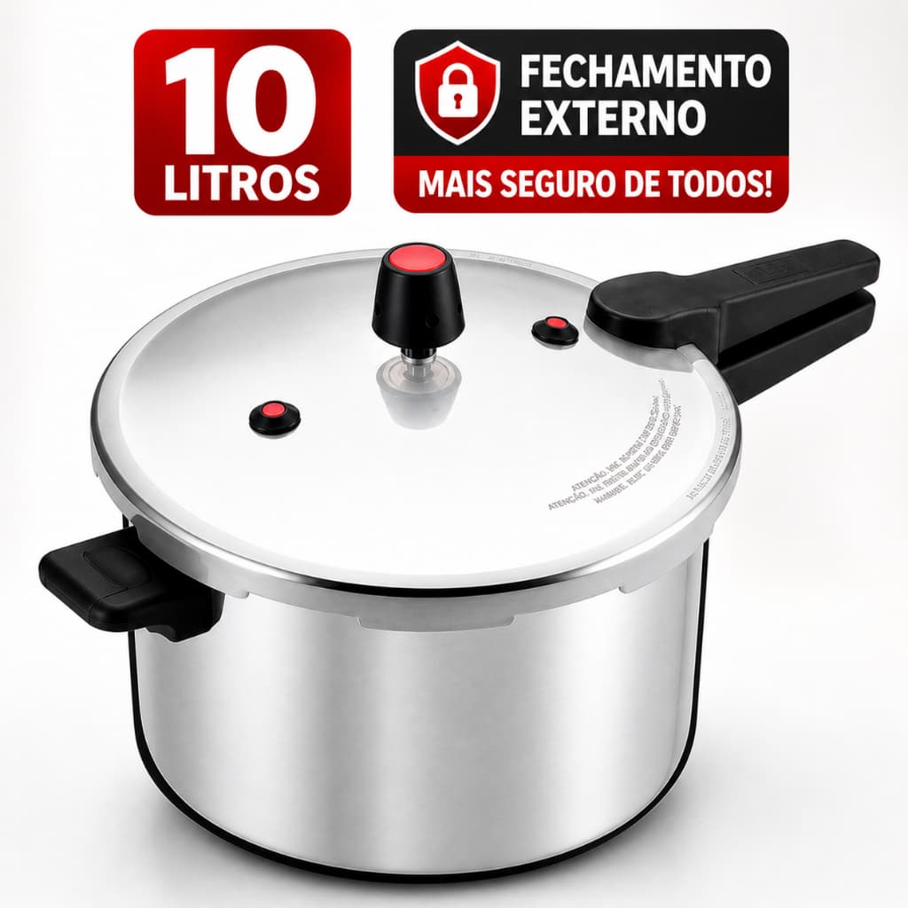 Nacional Panela de Pressão Cinza 10L Fechamento Externo Segurança Alta Cozinhar Feijão Feijoada