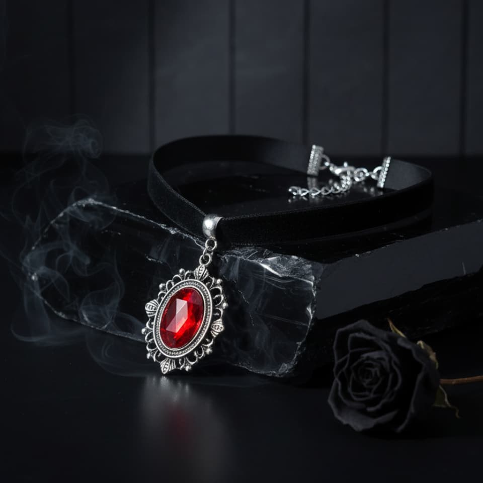 Choker gargantilha camafeu gótico romantico vintage vitoriano veludo vermelho