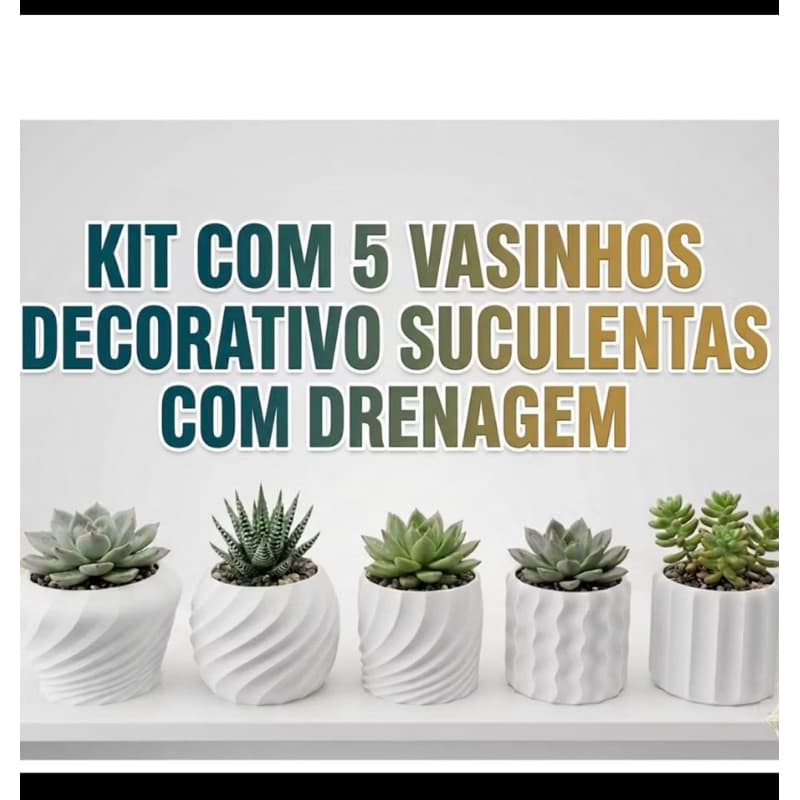 kit 5 vasinhos decorativo para cactos suculenta