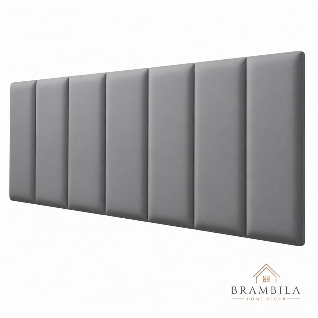 Cabeceira Casal 140x60 Autocolante Suede Premium Sem Furo 7 Módulos Brambila