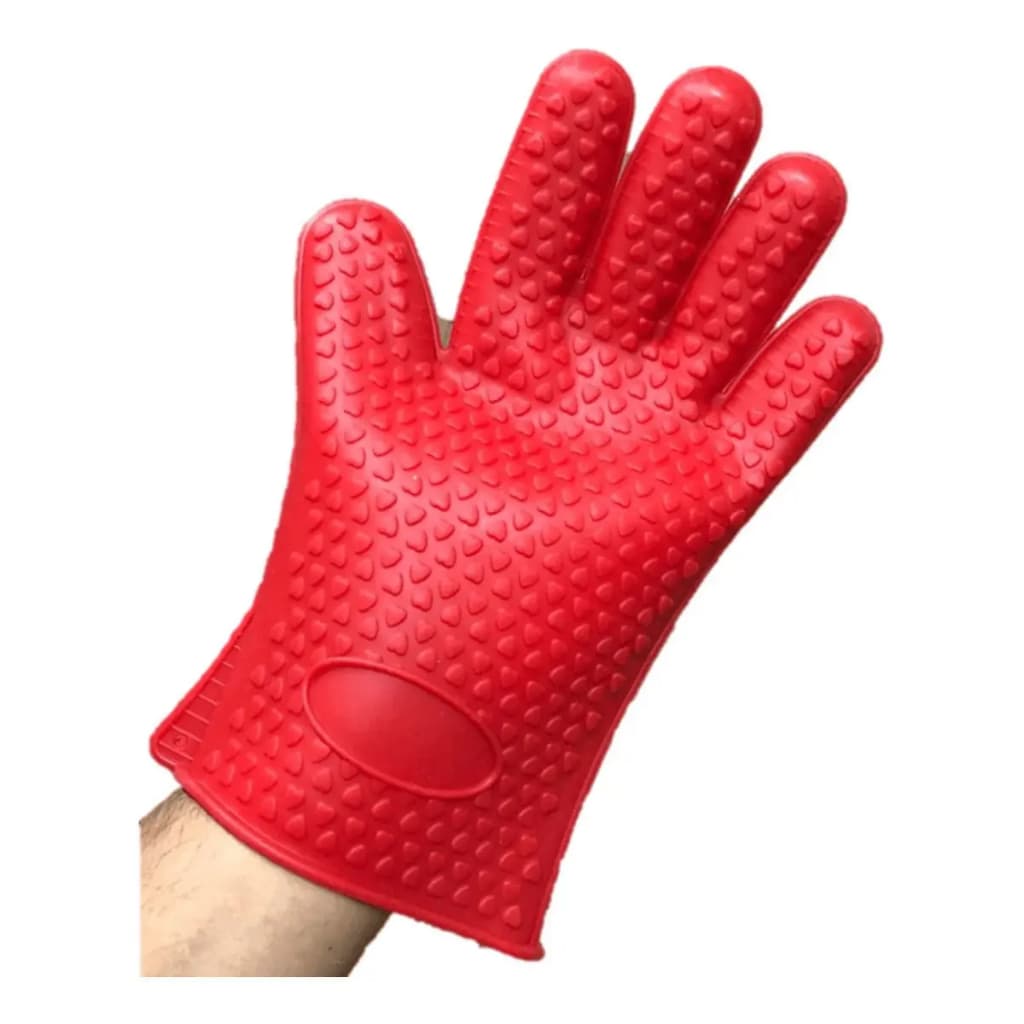 Luva Cozinha Térmica Silicone Vermelha 230°c Design Coração