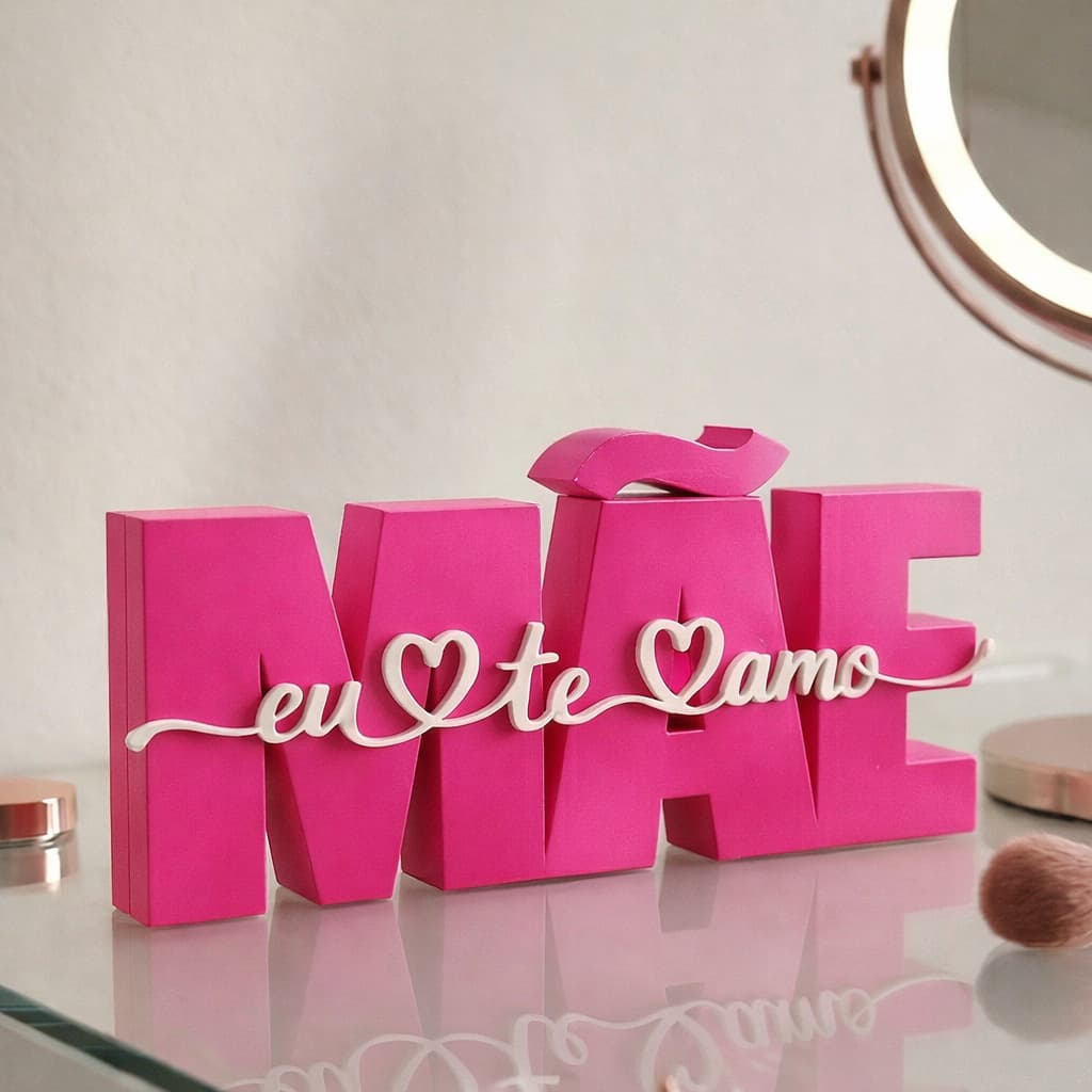 Enfeite Decorativo Letreiro Mãe Eu Te Amo Especial Presente Dia Das Mães Placa De Mesa