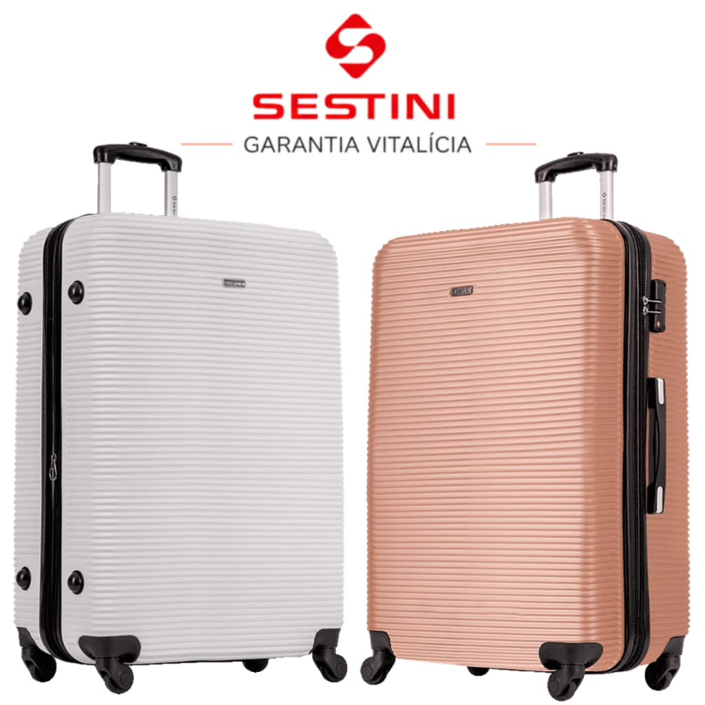 Mala de Viagem Expansível Original Sestini, Grande, Cadeado TSA Internacioal, Garantia Vitalícia, Mala para Viagem