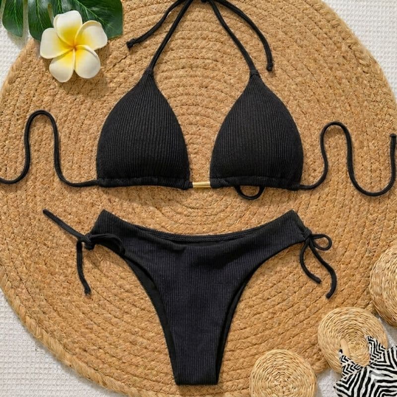 Biquíne Curtininha Conjunto Femino com Amarração Lateral