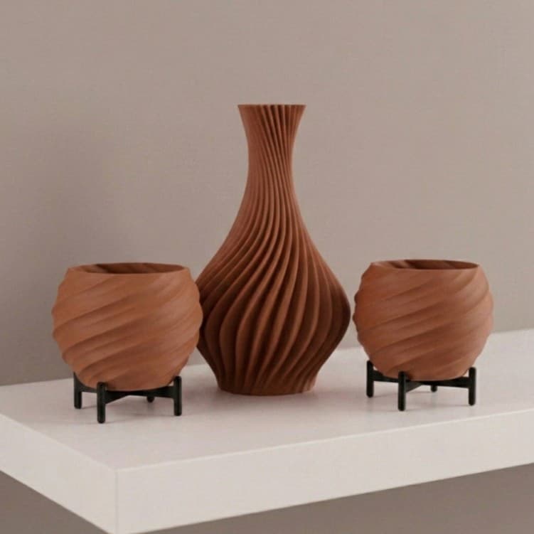 Kit 3 Vasos de Decoração Enfeites Impressora 3D Vasos Para Sala Casa e Decoração Várias Cores