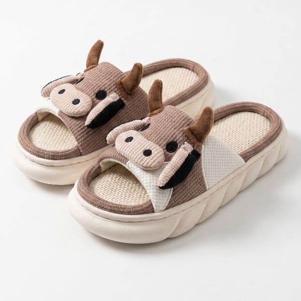 Pantufa Feminina Vaquinha Pelúcia Quentinha Antiderrapante Chinelo de Inverno Macio Silencioso